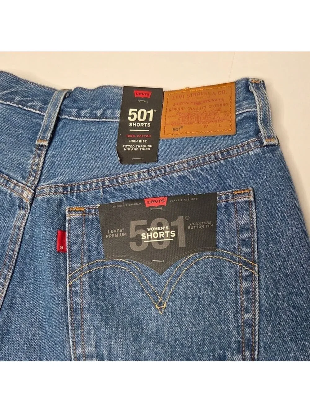 Levi's 501 Original Style Premium Denim High Rise Shorts Cut Off Women's Size 31 - Picture 12 of 16